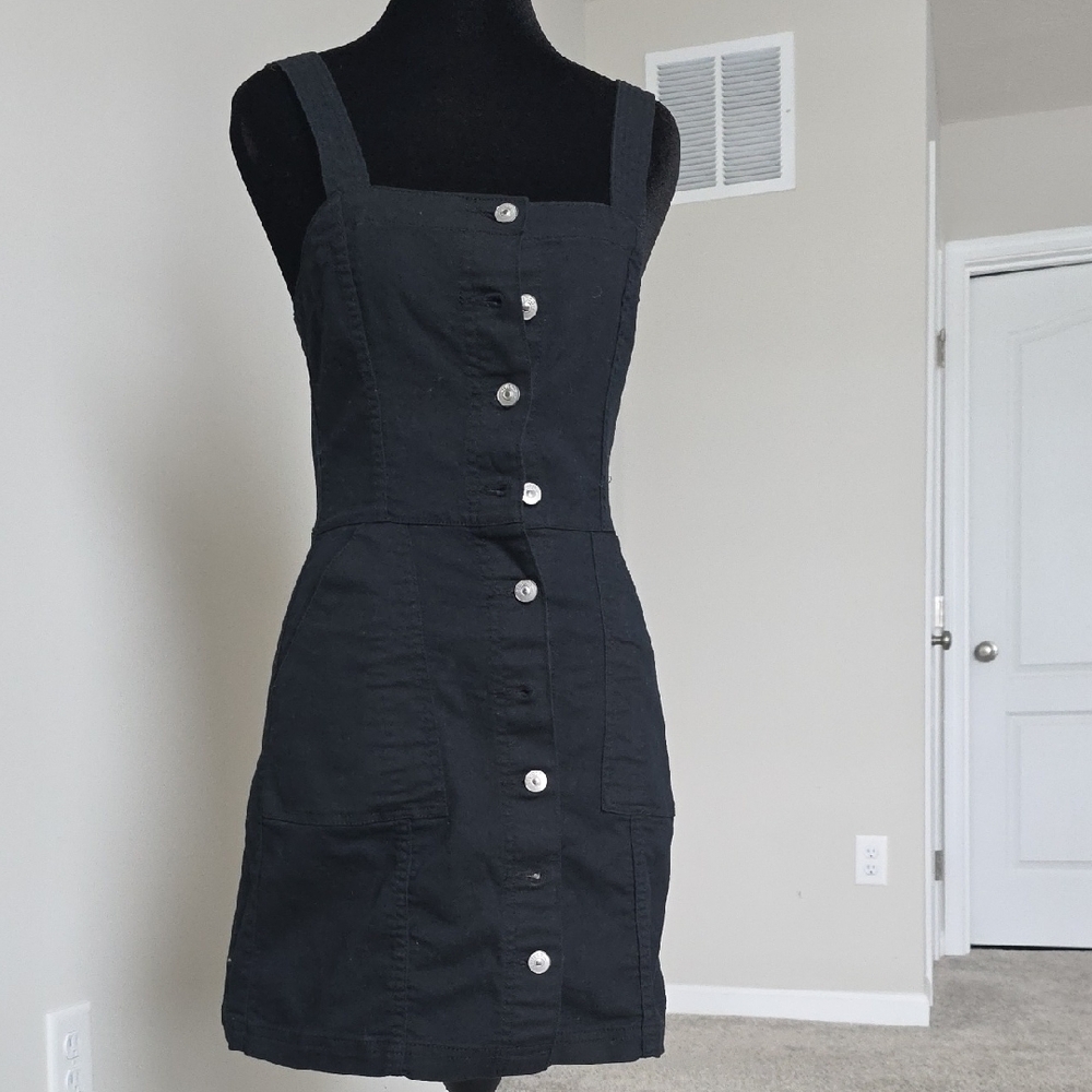 Divided Black Button-Down Mini Dress - image 1